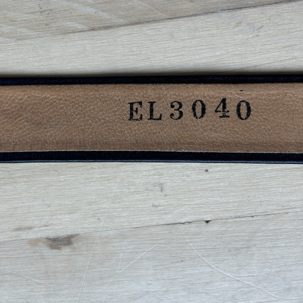 Les Creations Elite Black‎ Genuine Leather Belt Size 30 Metal Buckle 80s Retro - Picture 5 of 10
